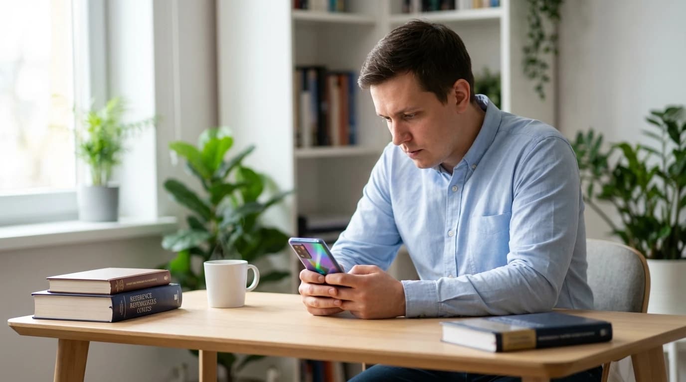 A professional studying on a tablet for a certification exam with digital flashcards
