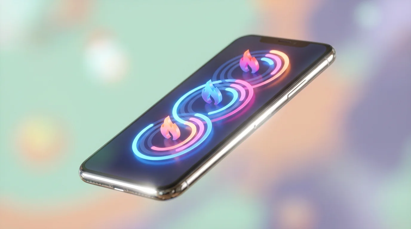 Close-up of a smartphone screen displaying a habit tracking dashboard and daily study streaks