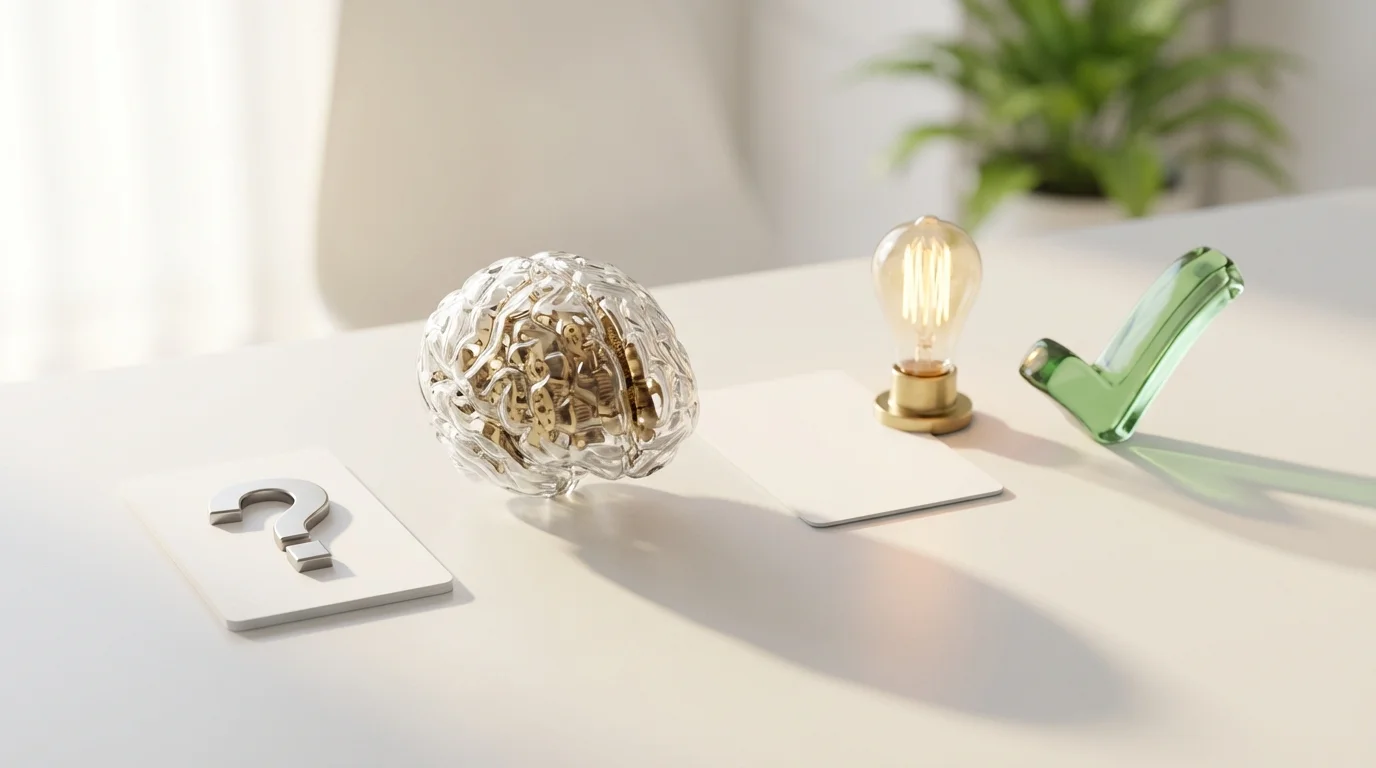 Diagram illustrating the active recall process: Question, Brain searching, Answer, Feedback