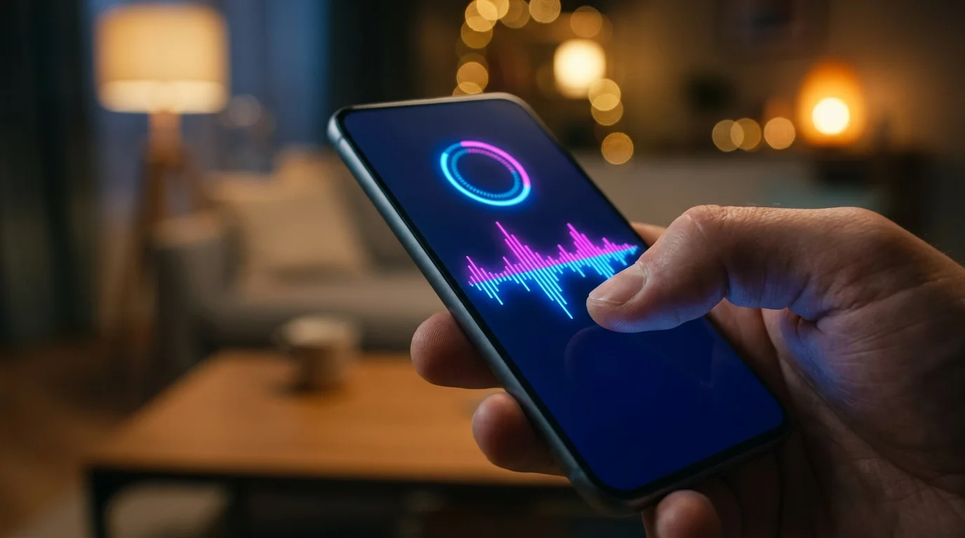 A smartphone displaying a vibrant trivia interface with a Name that Tune audio visualizer on the screen.