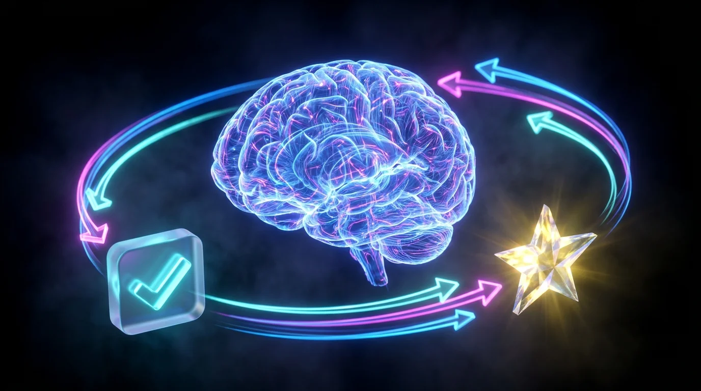 Visual representation of a dopamine-driven learning loop