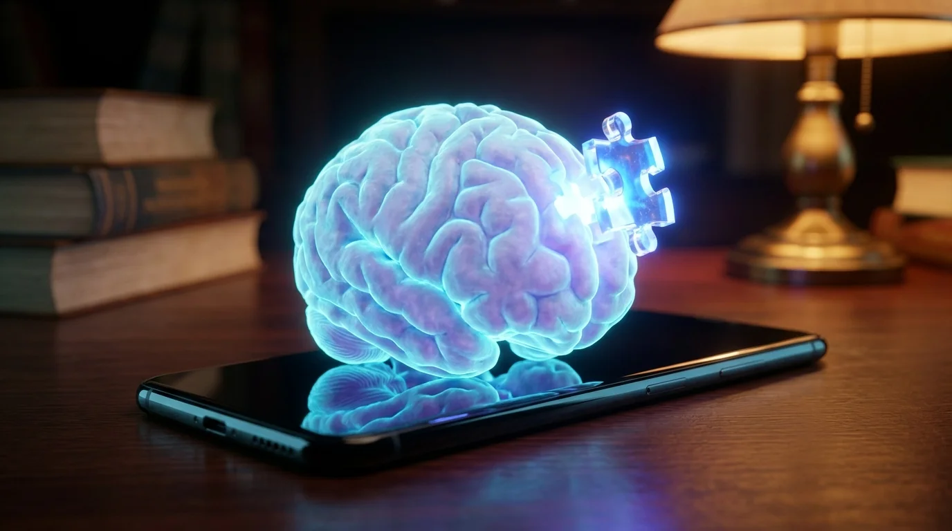 Graphic showing a brain lifting weights, representing active recall